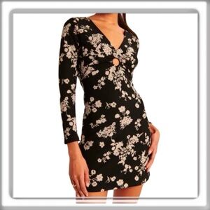 Abercrombie & Fitch Long Sleeve Floral Keyhole Mini Dress Size Medium NEW!